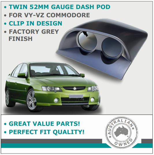 HOLDEN COMMODORE VY/VZ 2002-2007 DASH POD GREY COLOUR FOR 2x 52mm GAUGES